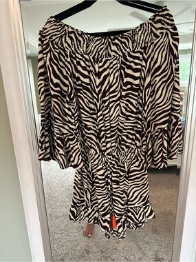 La Mer Luxe Zebra Off-the-Shoulder Romper